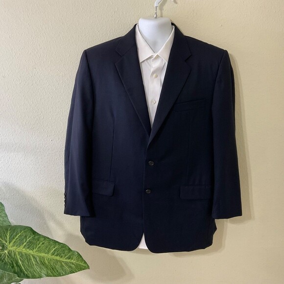 Hickey Freeman 43R Sport Coat Blazer Jacket Black Ing Lora Piana Super 130s - Picture 1 of 15